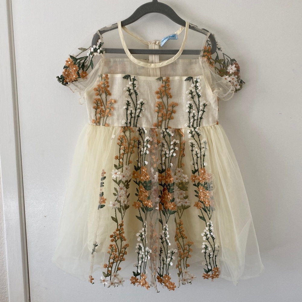 Embroidered Floral Tulle Dress Girls 4T-5T